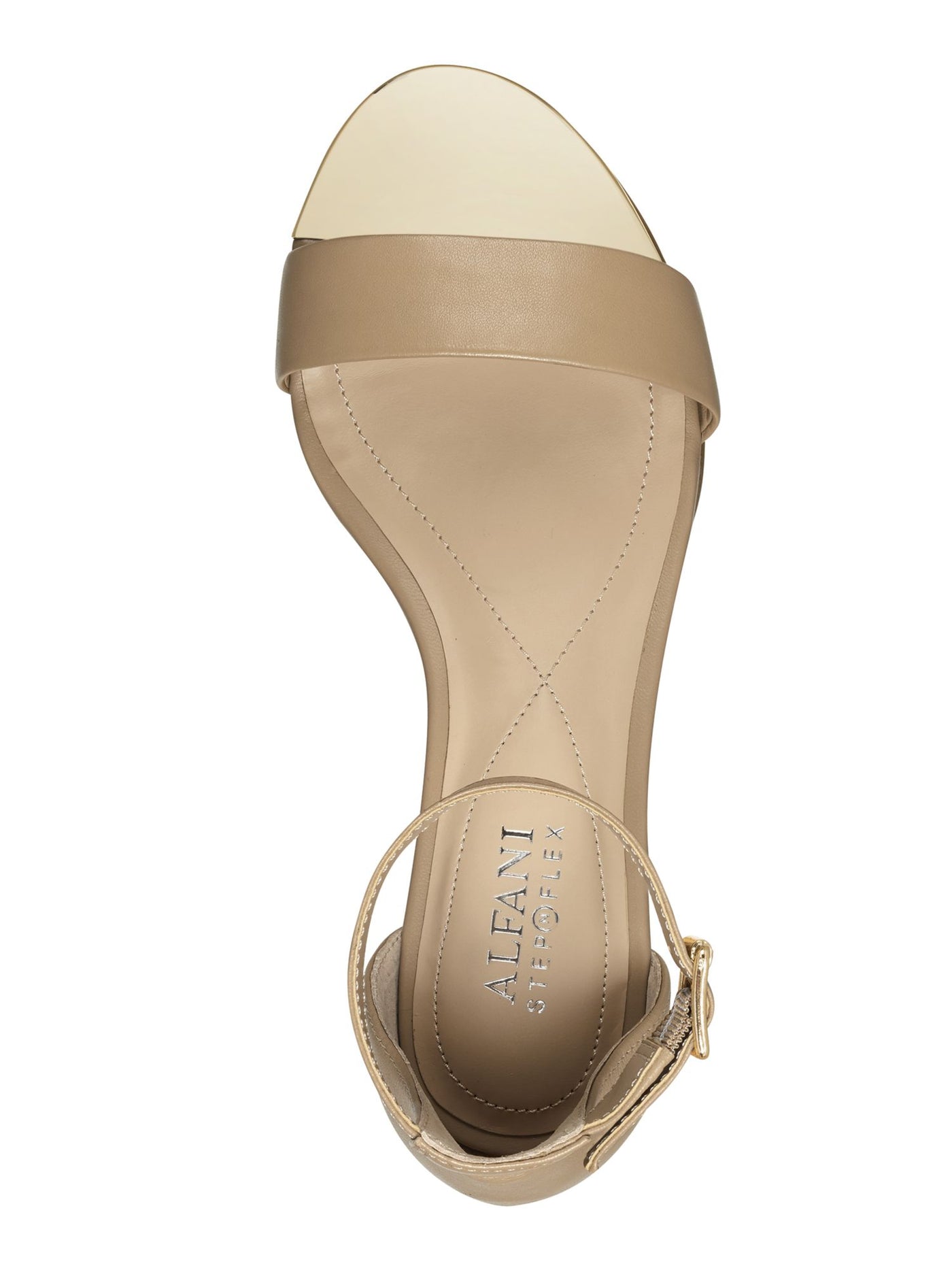 ALFANI Womens Beige Cushioned Ankle Strap Tiresa Round Toe Wedge Slip On Leather Sandals Shoes 6.5 M