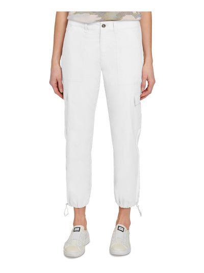 DKNY JEANS Womens White Pocketed Zippered Drawstring At Hem Cargo Pants 33\16