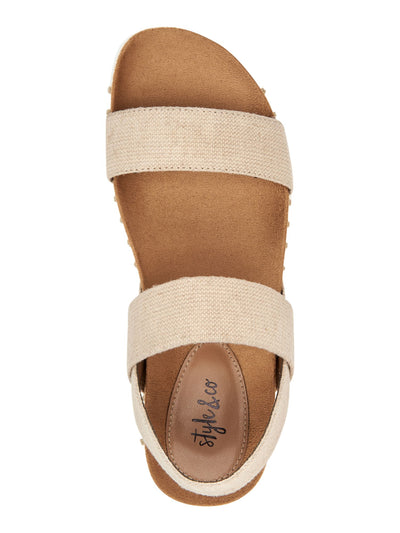 STYLE & COMPANY Womens Beige 1" Platform Stretch Comfort Milaa Round Toe Wedge Slip On Slingback Sandal 9 M