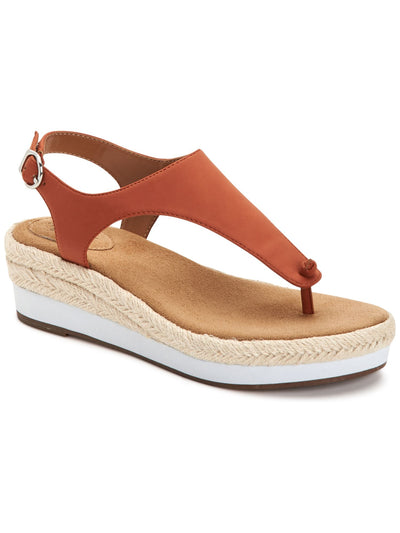 STYLE & COMPANY Womens Orange Espadrille 1" Platform Adjustable Strap Ankle Strap Balii Round Toe Wedge Buckle Slingback Sandal 8.5 M