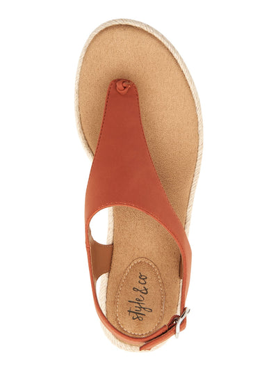 STYLE & COMPANY Womens Orange Espadrille 1" Platform Adjustable Strap Ankle Strap Balii Round Toe Wedge Buckle Slingback Sandal 10 M