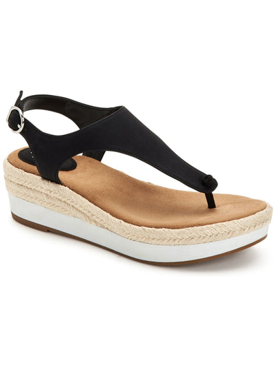 STYLE & COMPANY Womens Black Espadrille 1" Platform Adjustable Strap Ankle Strap Balii Round Toe Wedge Buckle Slingback Sandal 5.5 M