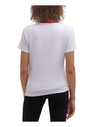 TOMMY HILFIGER Womens White Cotton Blend Graphic Short Sleeve Crew Neck T-Shirt S