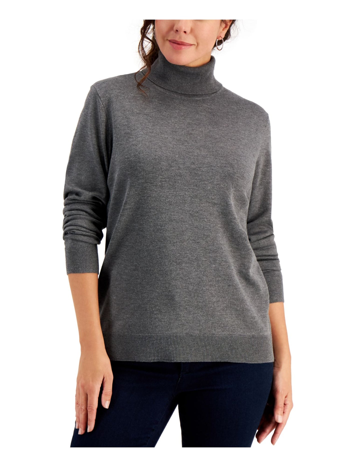 KAREN SCOTT Womens Gray Long Sleeve Turtle Neck Sweater XS