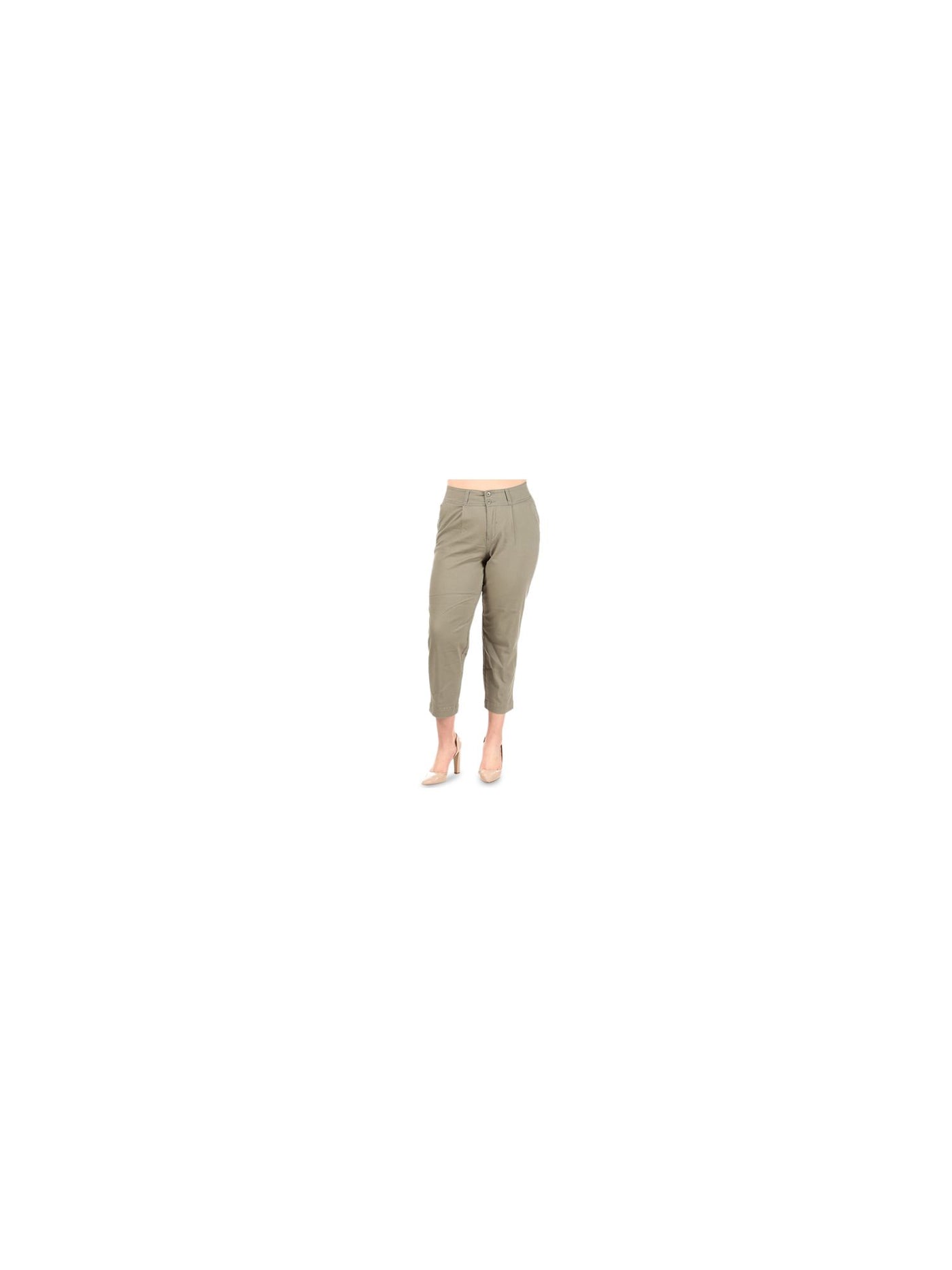 CELEBRITY PINK Womens Green Stretch Pocketed Zippered Inner Elastic Waistband Cropped Pants 20