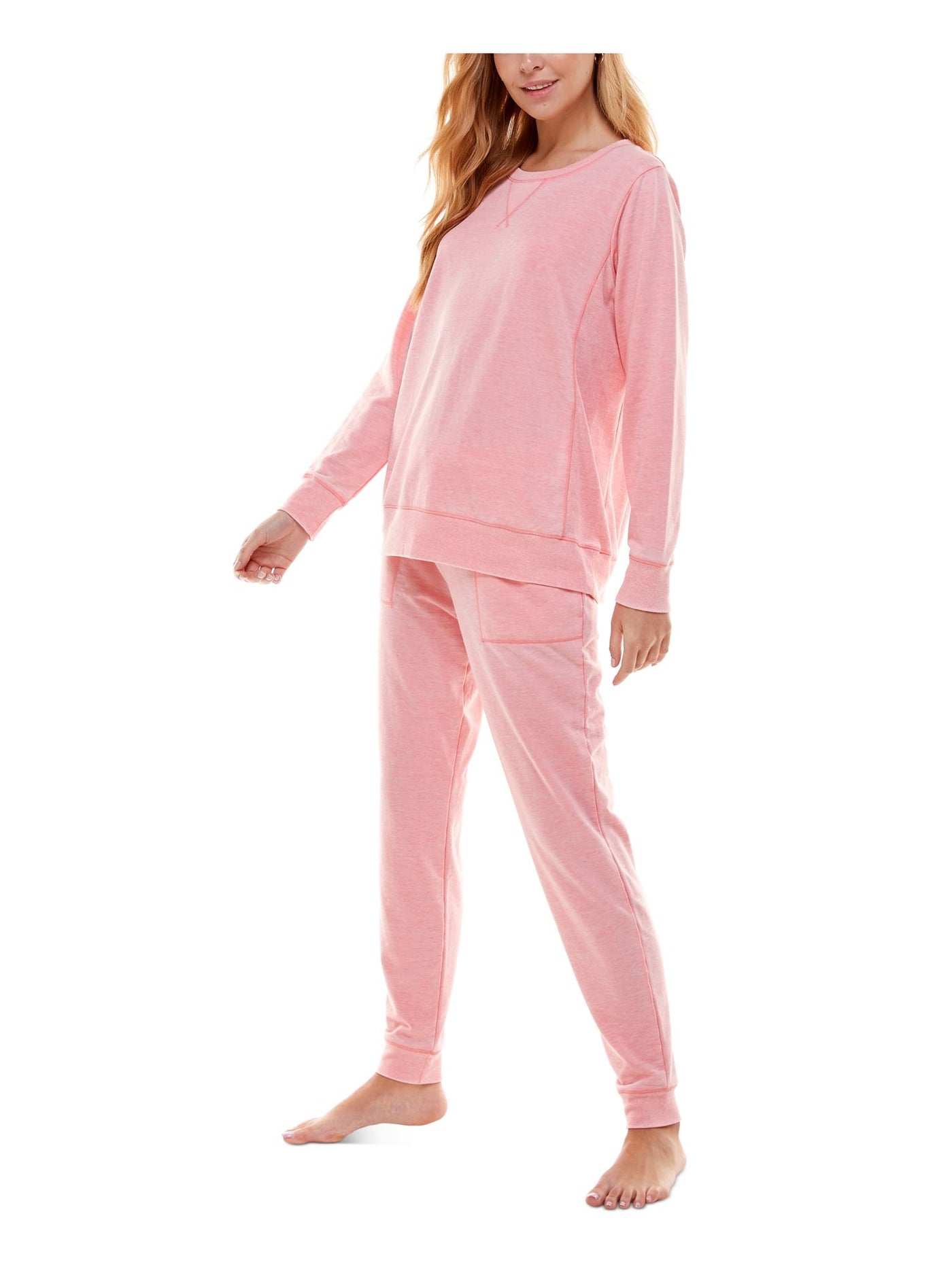 ROUDELAIN Womens Pink Top Drawstring Long Sleeve Lounge Pants Pajamas M