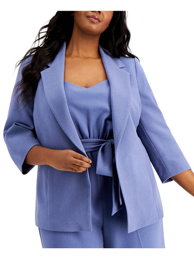 BAR III Womens Stretch Pocketed Textured Darted Shoulder Pads Long Sleeve Collared Formal Blazer Jacket