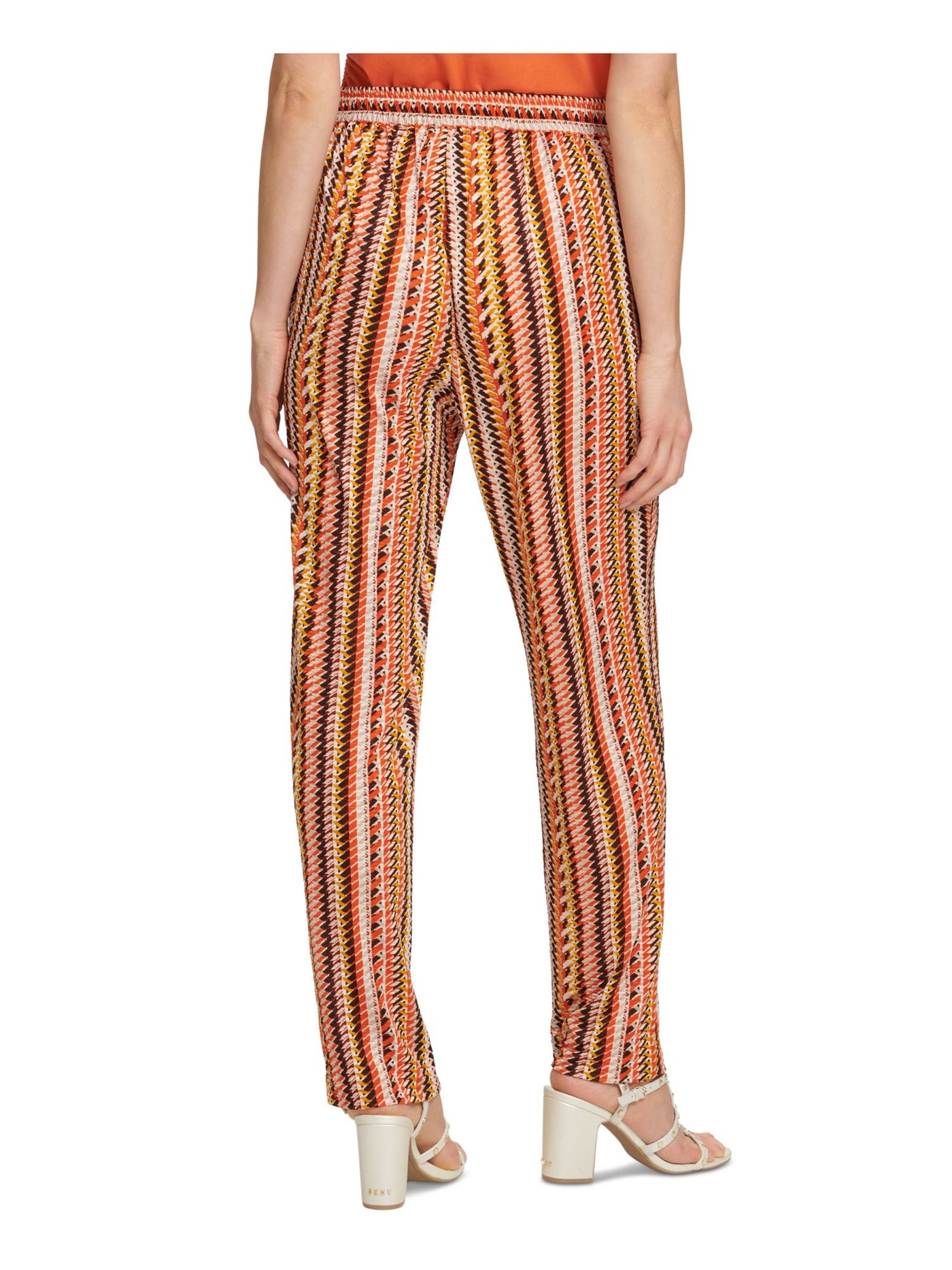 DKNY Womens Orange Printed Straight leg Pants XS