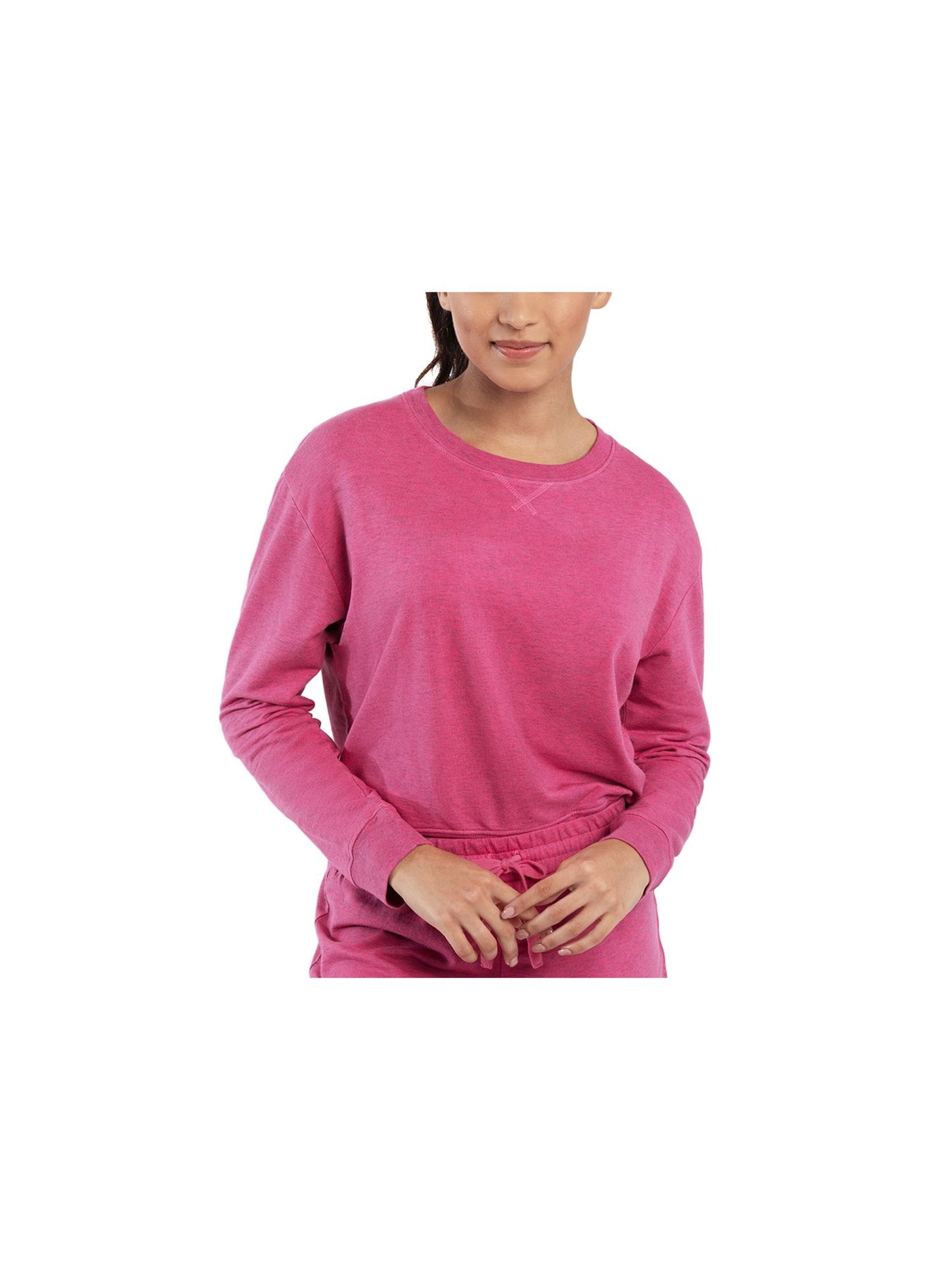 SUNDOWN BY SPLENDID Womens Pink Heather Long Sleeve Crew Neck Sweatshirt M