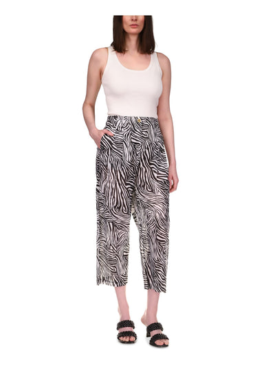 MICHAEL MICHAEL KORS Womens White Pocketed Zippered Animal Print Cropped Pants 6