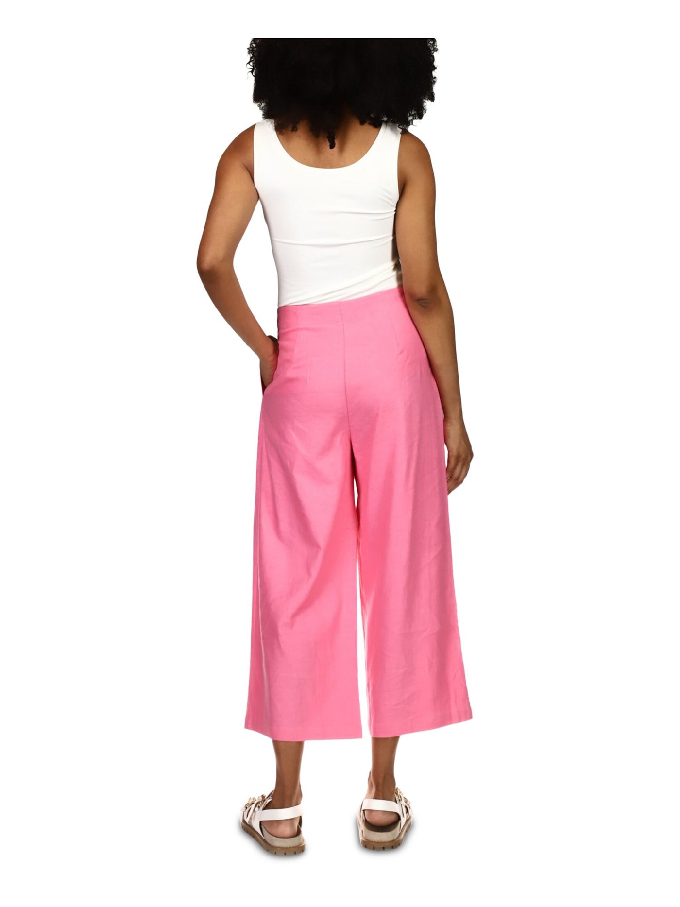 MICHAEL MICHAEL KORS Womens Pink Pocketed Zippered Cropped Wide Leg Pants 0