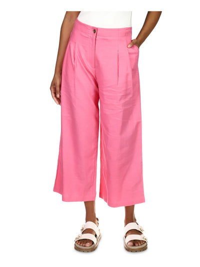 MICHAEL MICHAEL KORS Womens Pink Pocketed Zippered Cropped Wide Leg Pants 0