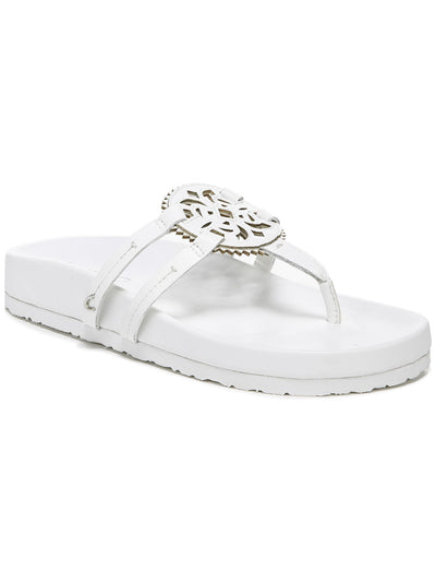 CIRCUS BY SAM EDELMAN Womens White Medallion Detailing Comfort Cut Out Jules Round Toe Platform Slip On Thong Sandals 8.5