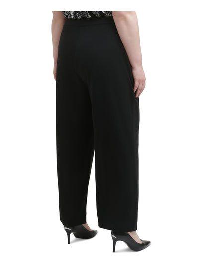 CALVIN KLEIN Womens Black Stretch Pocketed Pull-on Mid-rise Wear To Work Straight leg Pants Plus 1X