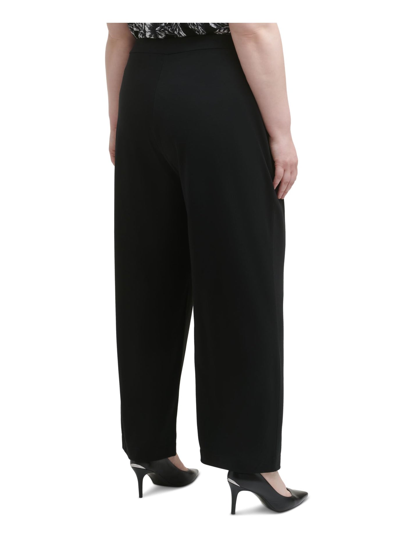 CALVIN KLEIN Womens Black Stretch Pocketed Pull-on Mid-rise Wear To Work Straight leg Pants Plus 2X