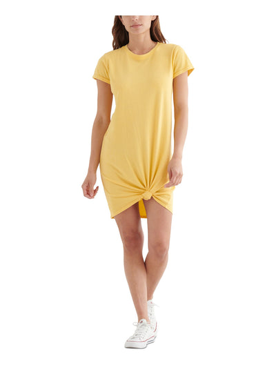 LUCKY BRAND Womens Yellow Short Sleeve Crew Neck Above The Knee T-Shirt Dress M