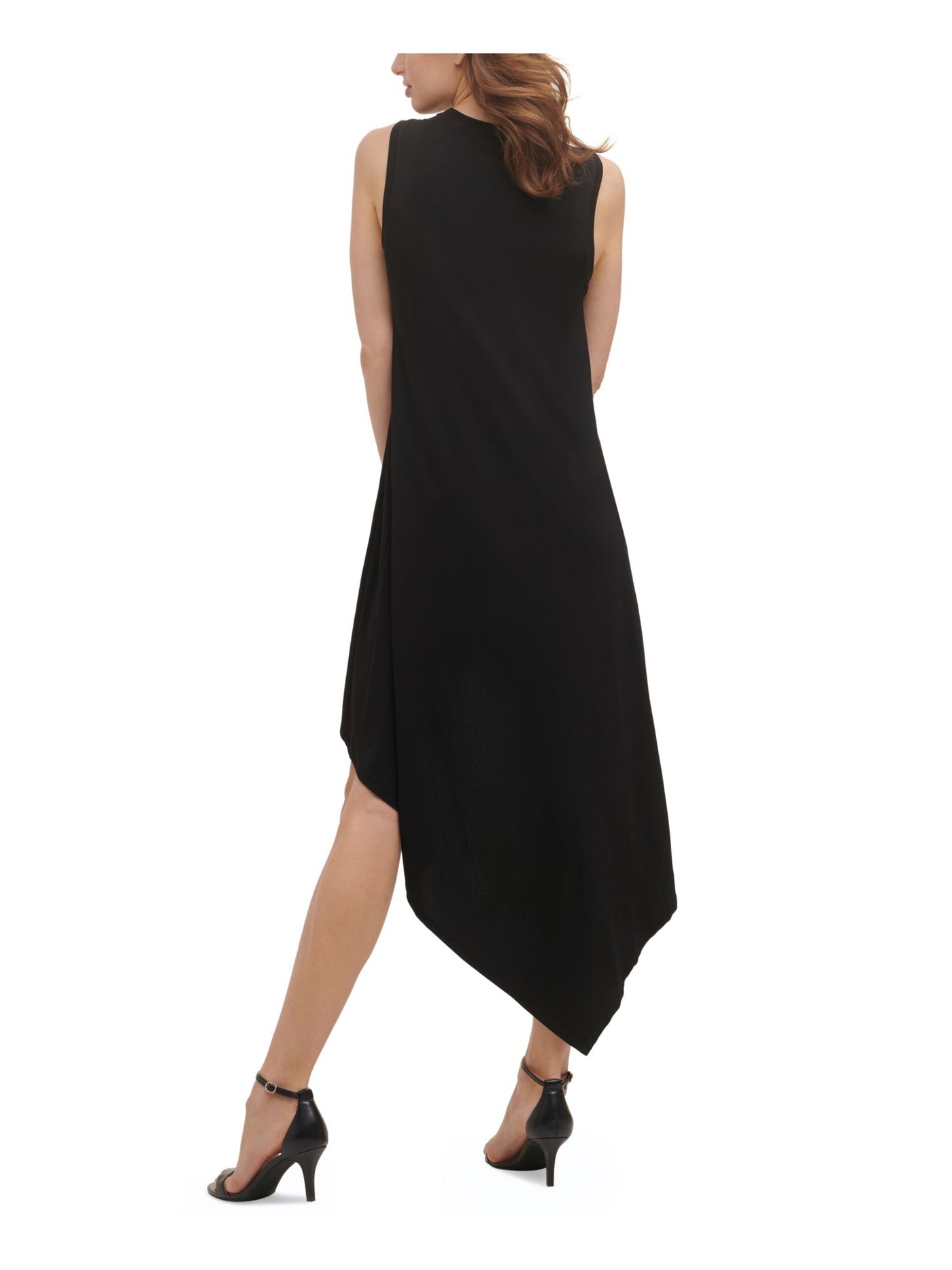 KENSIE Womens Black Jersey Sleeveless Jewel Neck Maxi Evening Hi-Lo Dress M