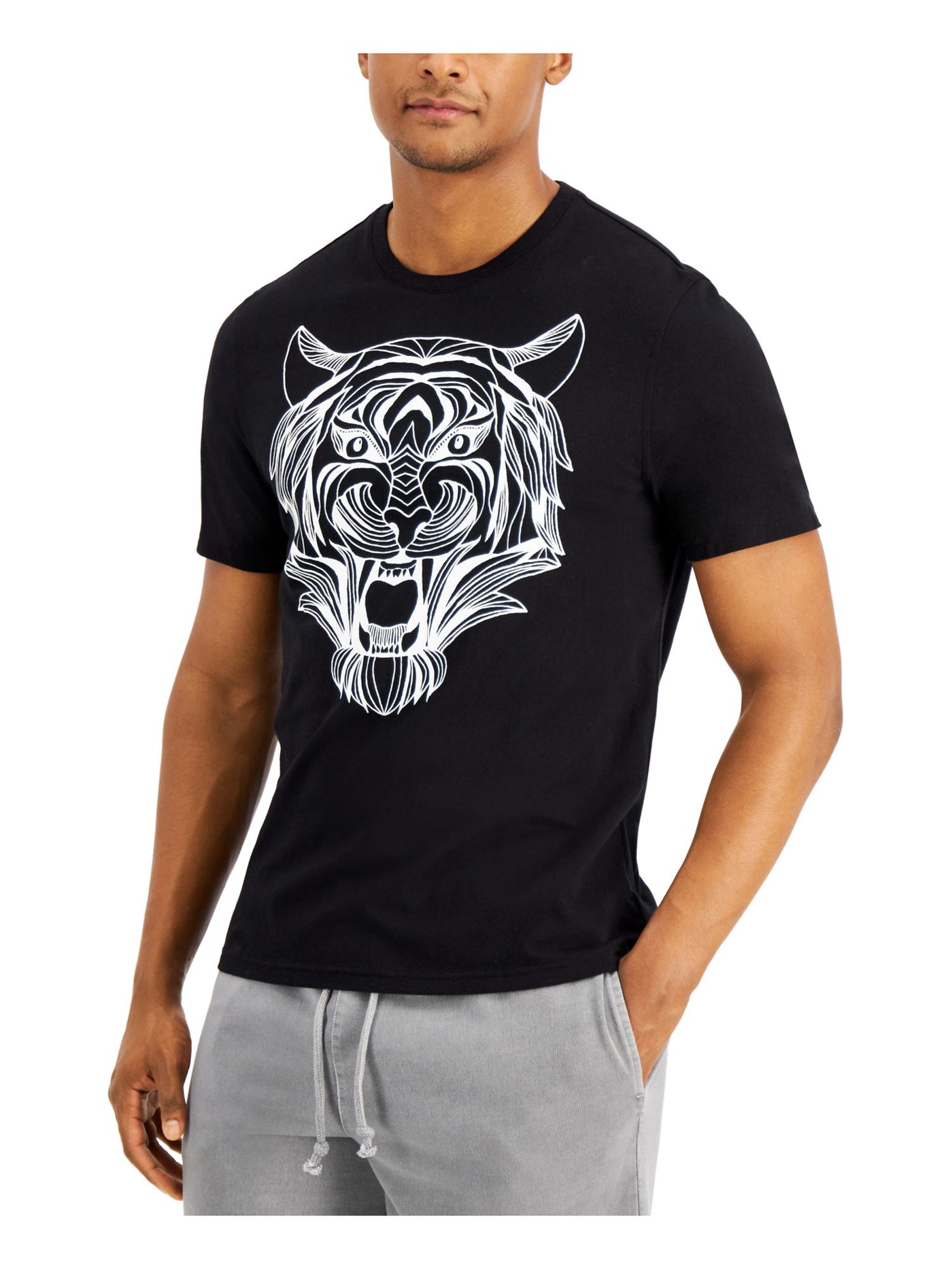 INC Mens Black Graphic Classic Fit T-Shirt L