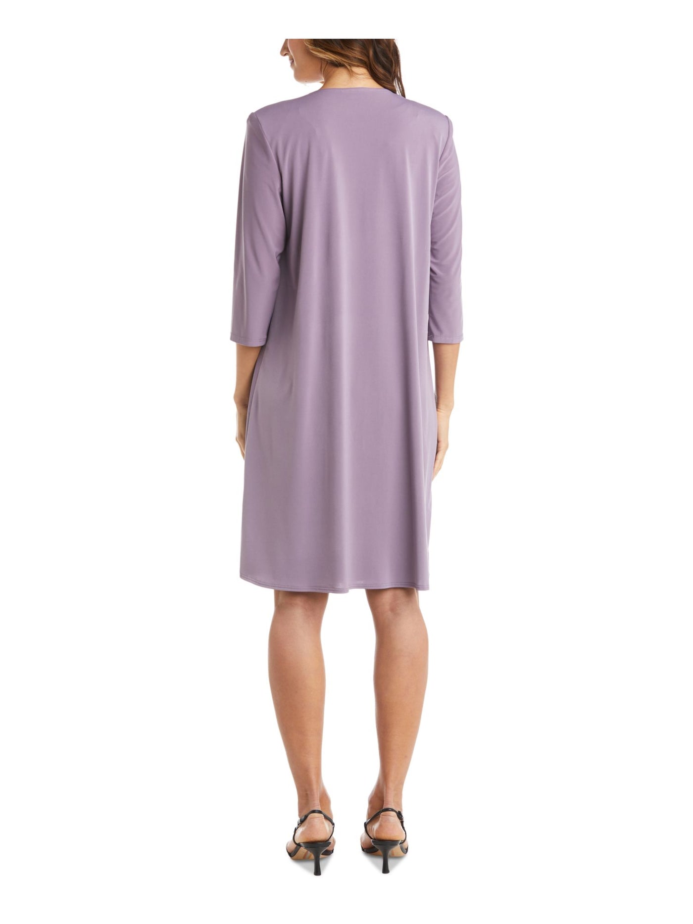 R&M RICHARDS Womens Purple 3/4 Sleeve Open Front Wear To Work Waterfall Cardigan 6