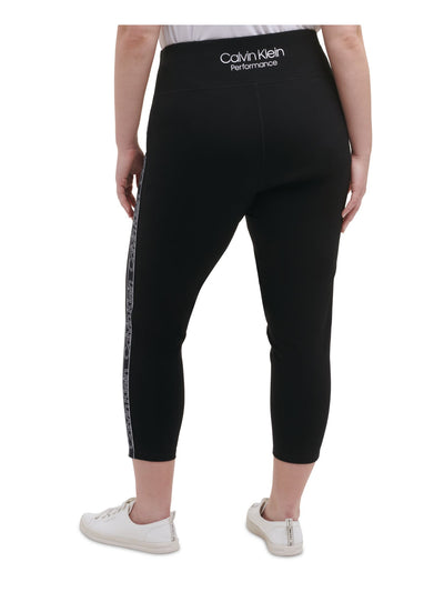 CALVIN KLEIN PERFORMANCE Womens Black Stretch Logo Graphic Wear To Work Skinny Leggings Plus 1X