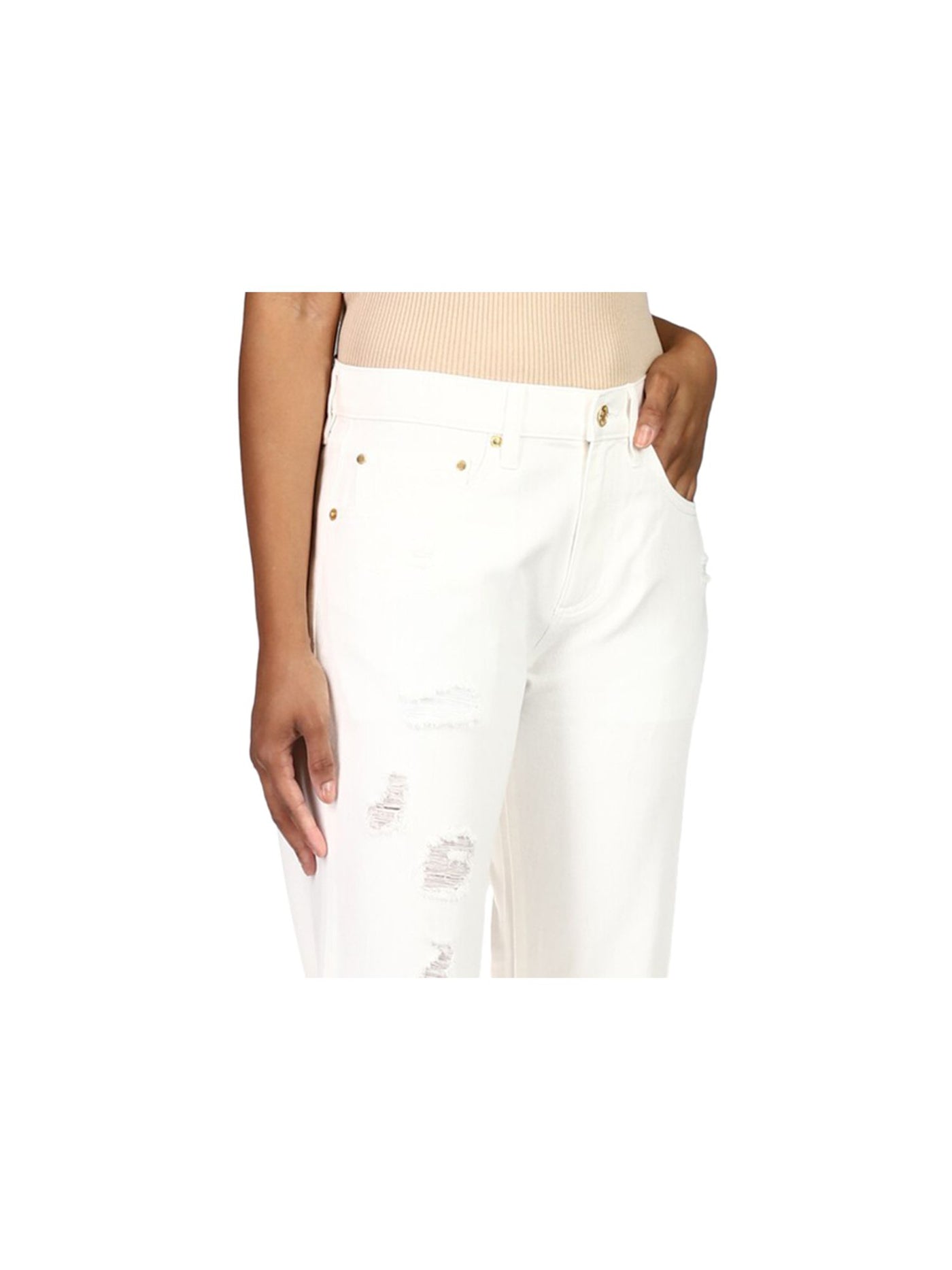 MICHAEL MICHAEL KORS Womens White Pocketed Zippered Straight leg Jeans 29