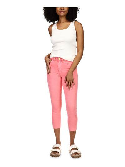 MICHAEL KORS Womens Pink Zippered Pocketed Logo Hardware Back Pocket Cropped Jeans 16