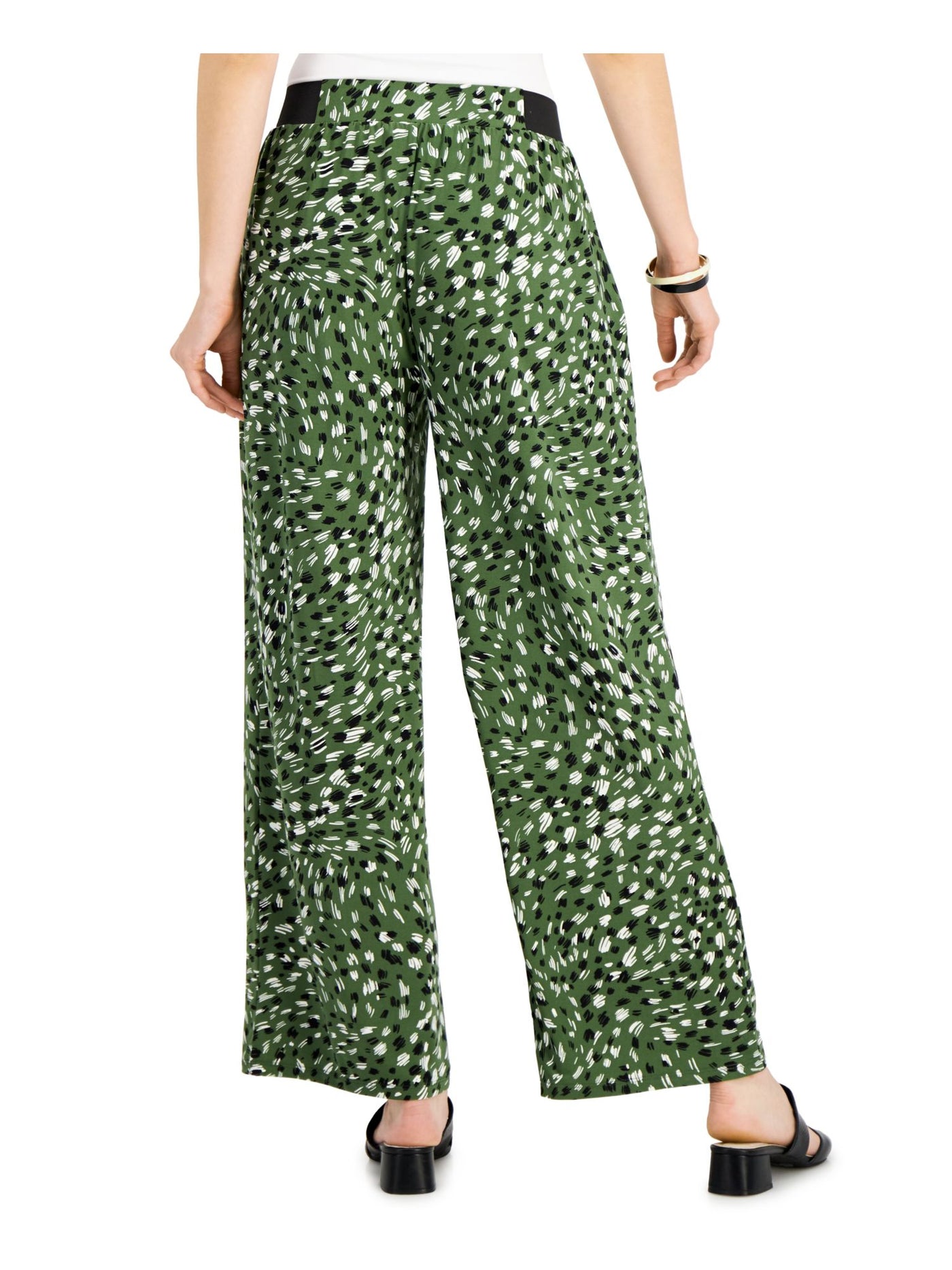 KASPER Womens Green Printed Wear To Work High Waist Pants S