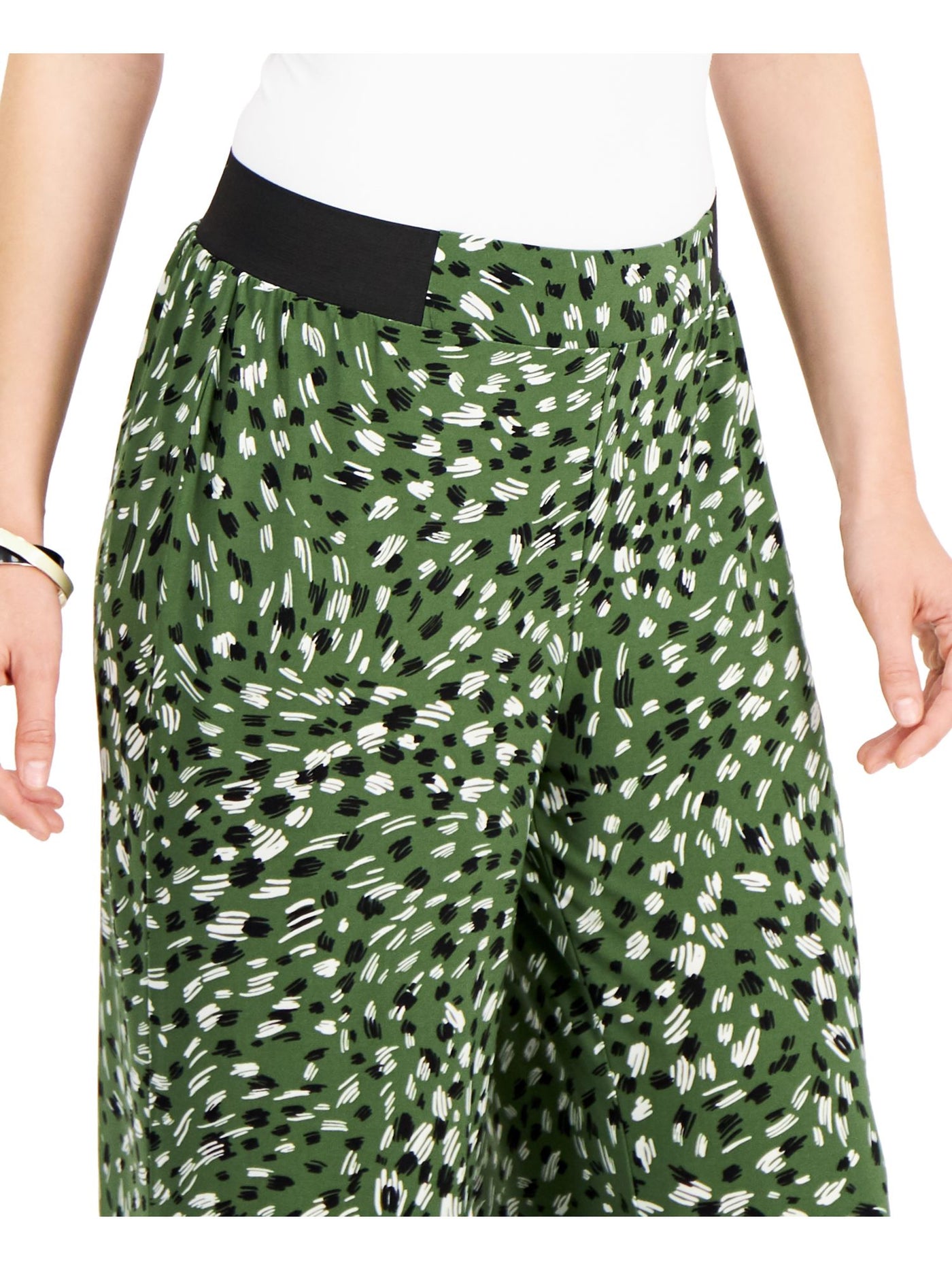 KASPER Womens Green Printed Wear To Work High Waist Pants XS