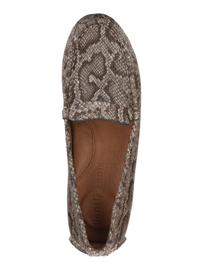 GENTLE SOULS KENNETH COLE Womens Beige Python Cushioned Mina Round Toe Slip On Leather Loafers Shoes 8