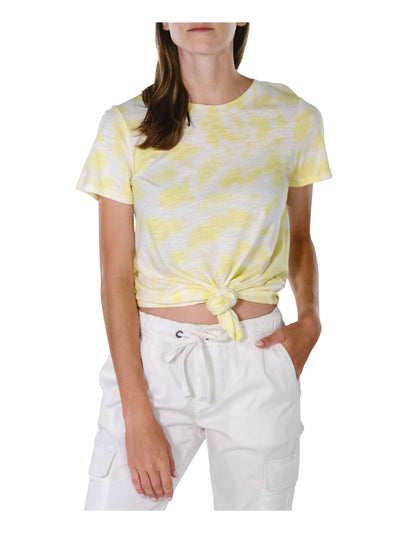 SANCTUARY Womens Yellow Tie Dye Short Sleeve Crew Neck T-Shirt S