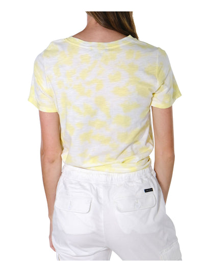 SANCTUARY Womens Yellow Tie Dye Short Sleeve Crew Neck T-Shirt XS