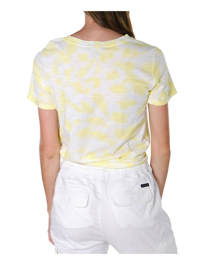 SANCTUARY Womens Yellow Tie Dye Short Sleeve Crew Neck T-Shirt S