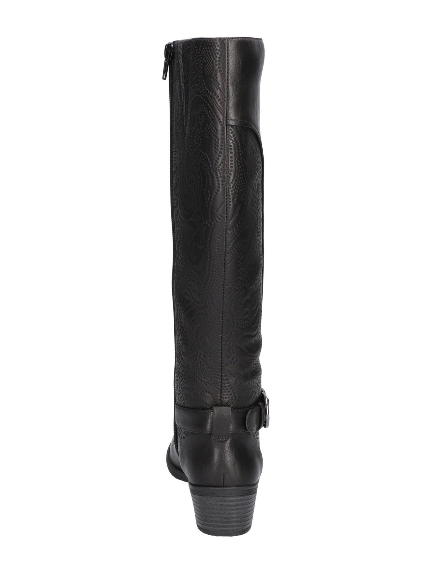 EASY STREET Womens Black Mixed Media Embossed Comfort Goring Luella Round Toe Block Heel Zip-Up Riding Boot 8 M