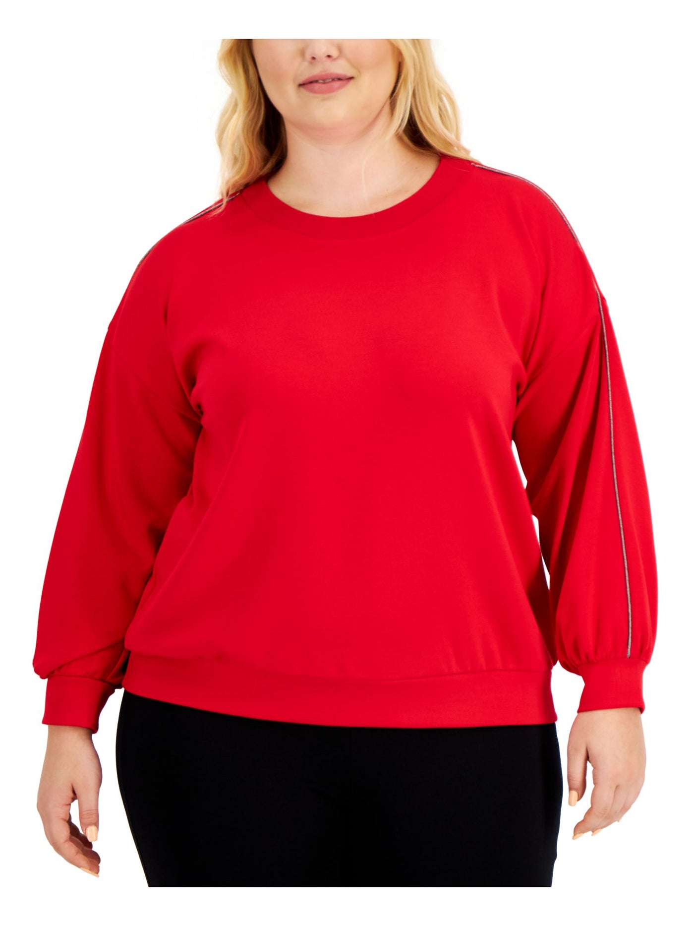 ALFANI Womens Red Metallic Sweatshirt Petites PP