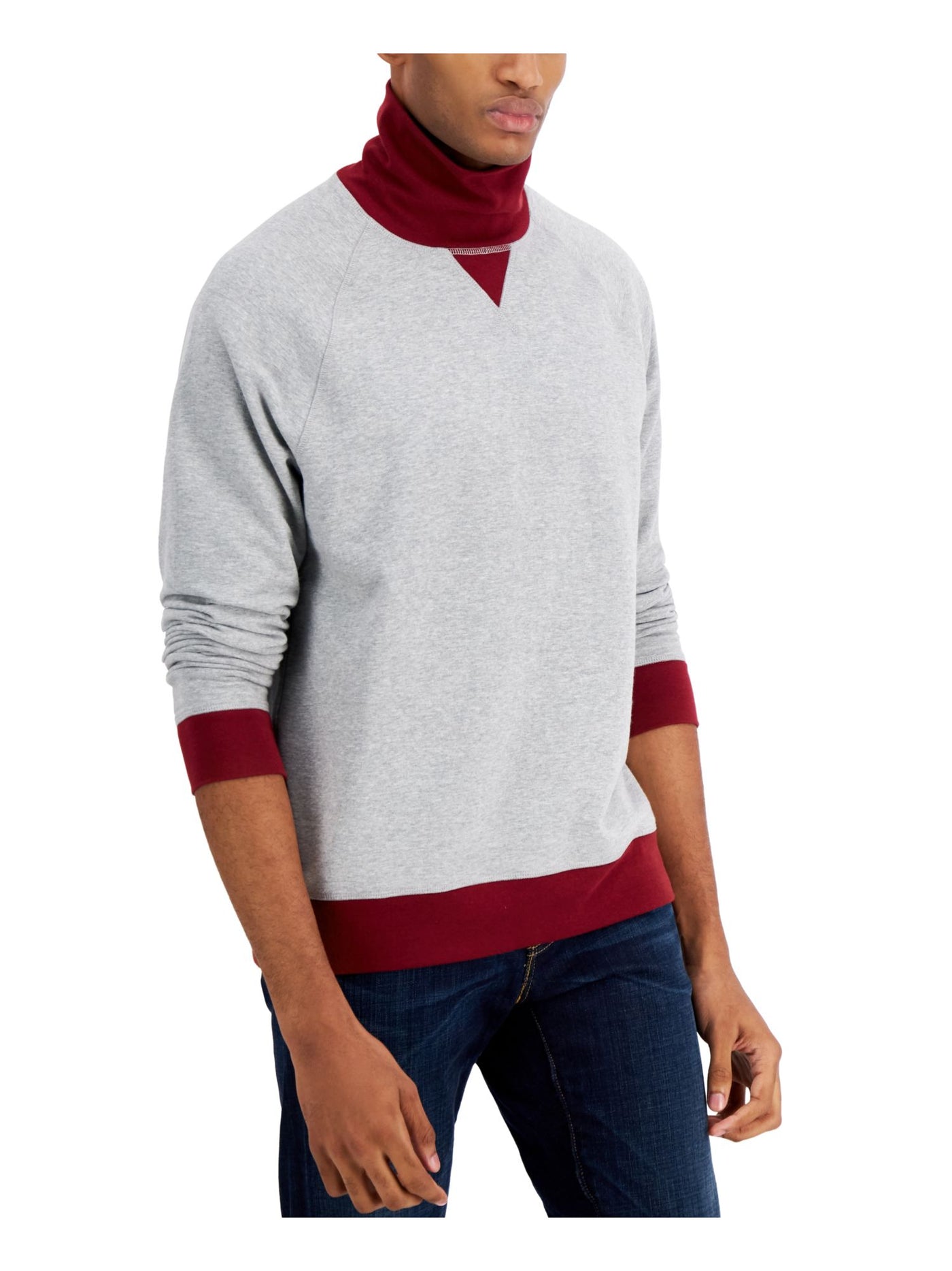 CLUBROOM Mens Gray Turtle Neck Classic Fit Fleece Sweatshirt S