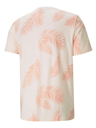 PUMA Mens Summer Court Pink Printed Classic Fit T-Shirt XXL