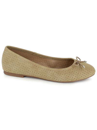 EASY SPIRIT Womens Beige Padded Perforated Bow Accent Orly Round Toe Slip On Flats Shoes 7.5