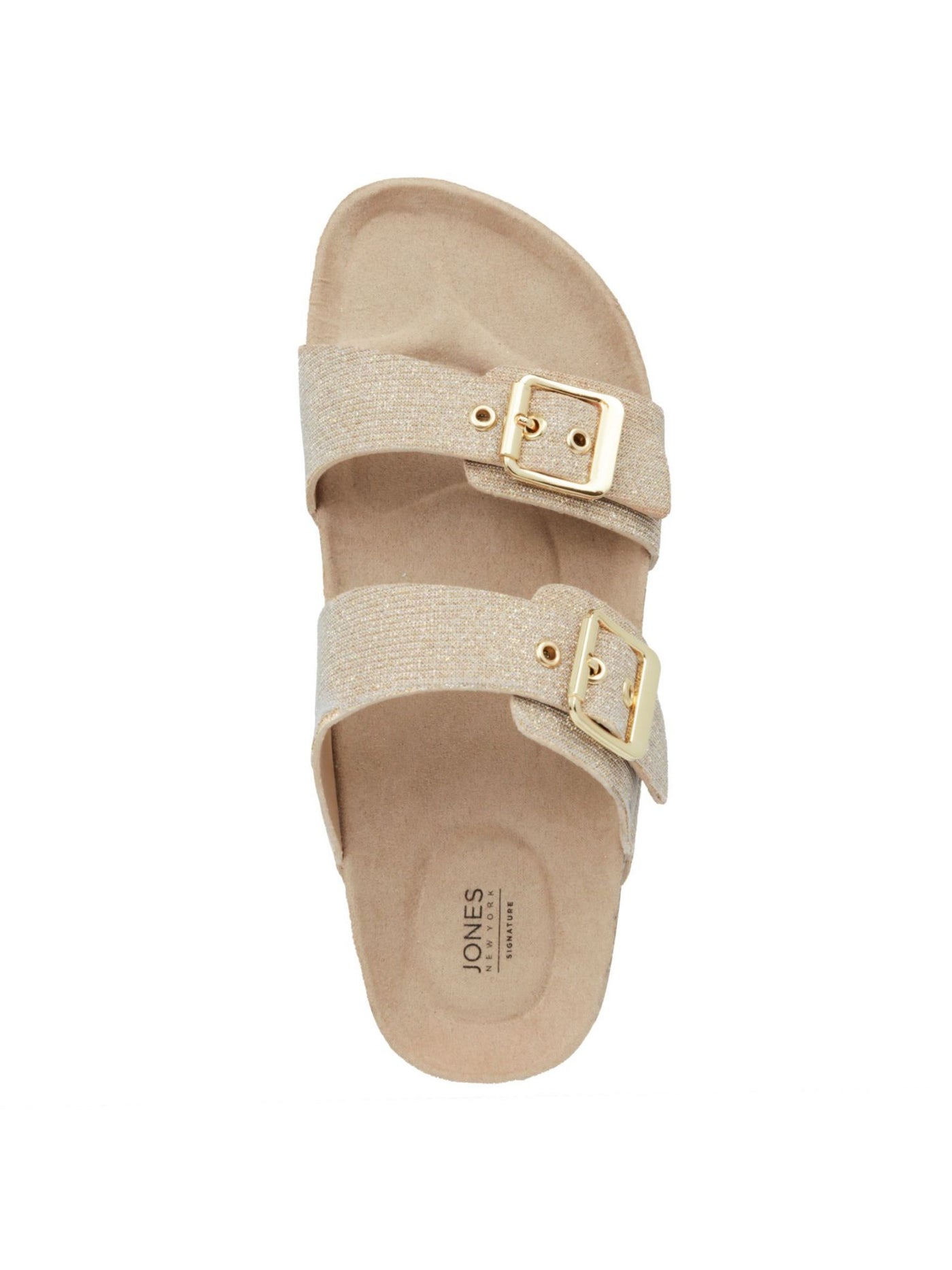 JONES NY Womens Beige Double Band Cork-Like Jute Buckle Accent Arch Support Weslee Round Toe Platform Slip On Slide Sandals Shoes 7 M
