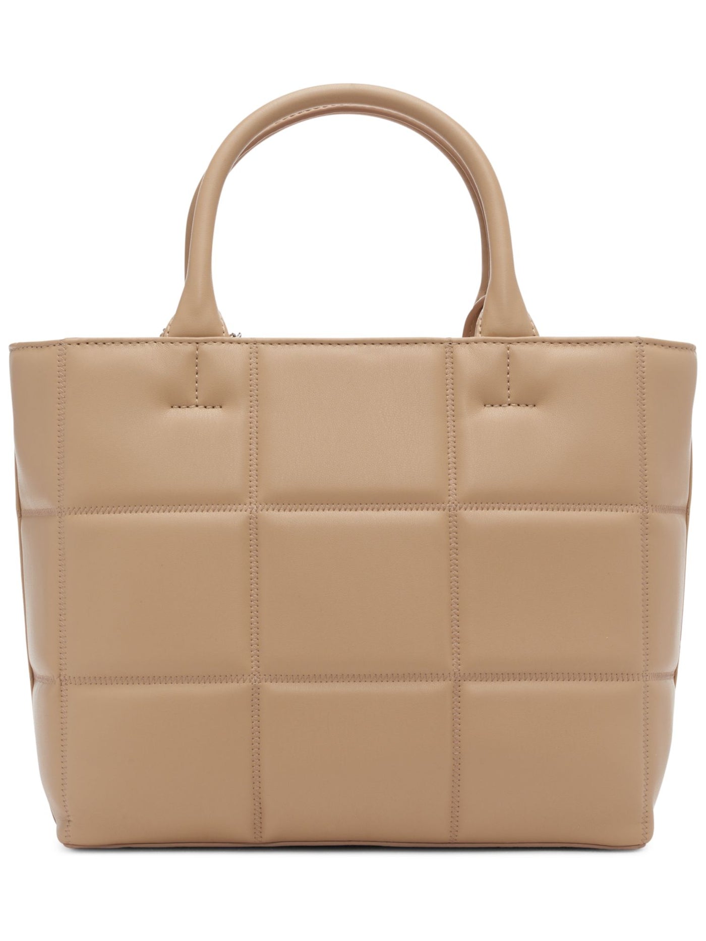DKNY Women's Beige Quilted PVC Adjustable Detachable 23In Strap Double Flat Strap Tote Handbag Purse