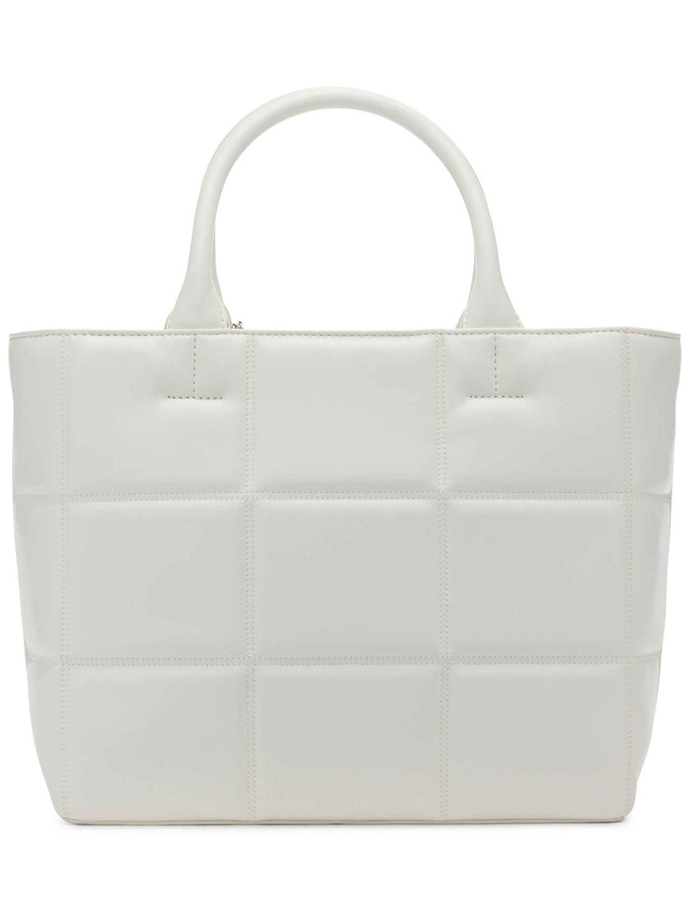 DKNY Women's White Quilted PVC Adjustable Detachable 23In Strap Double Flat Strap Tote Handbag Purse