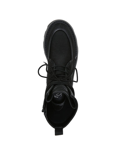 FRANCO SARTO Womens Black Lug Sole Water Resistant Comfort Margey 2 Round Toe Block Heel Zip-Up Combat Boots 7 M