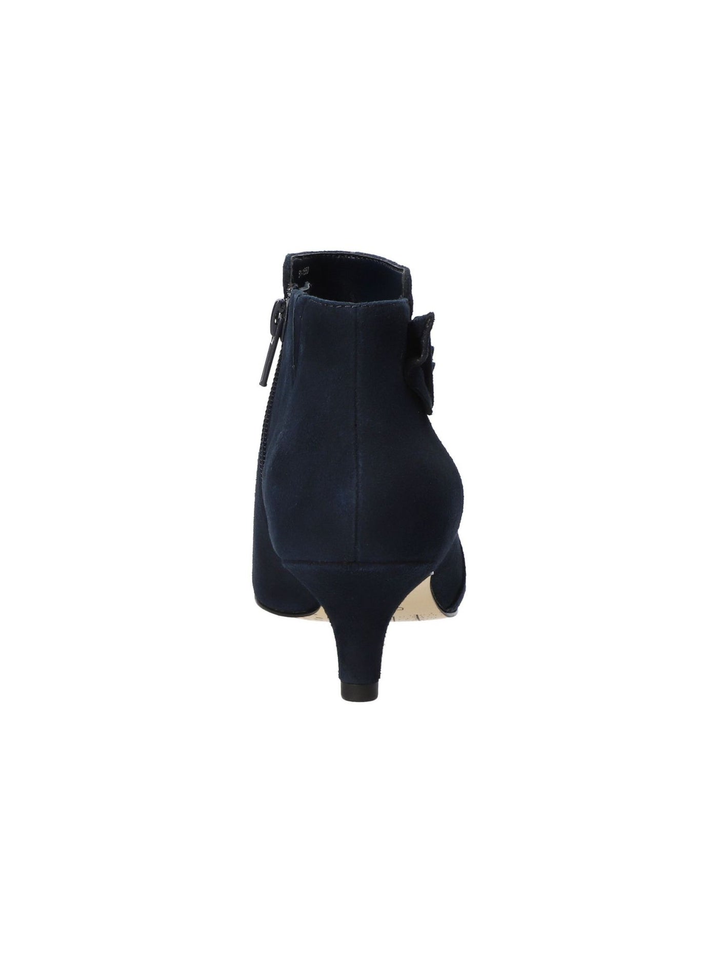 BELLA VITA Womens Navy Padded Buckle Accent Goring Bindi Pointed Toe Kitten Heel Zip-Up Leather Booties 9.5 M