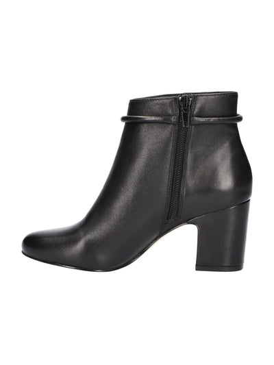BELLA VITA Womens Black Diaz Almond Toe Block Heel Zip-Up Leather Dress Booties 11 M