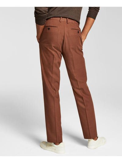 ALFANI Mens Brown Flat Front, Straight Leg Slim Fit Pants W40/ L32