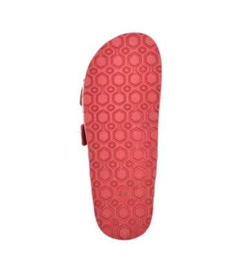 TOMMY HILFIGER Womens Red Floral Logo Jelz Round Toe Slip On Slide Sandals Shoes