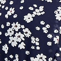 INC DRESSES Womens Navy Zippered Pleated Chiffon Tie-belt Floral Sleeveless Halter Midi Party Fit + Flare Dress