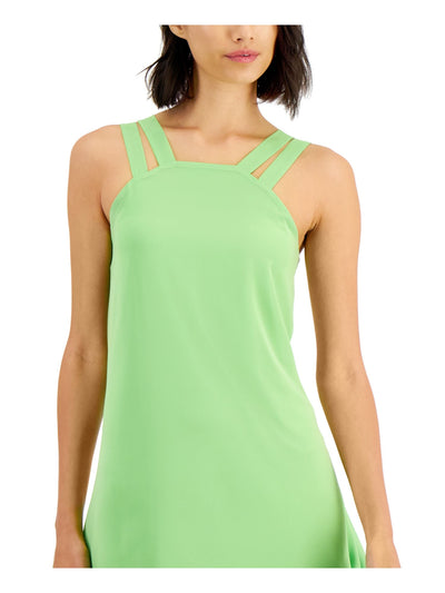 BAR III DRESSES Womens Green Sheer Lined Sleeveless Square Neck Mini Evening Sheath Dress XS
