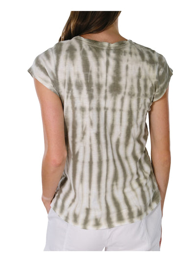 SANCTUARY Womens Green Stretch Pocketed Slitted Tie Dye Cap Sleeve Scoop Neck T-Shirt XXS