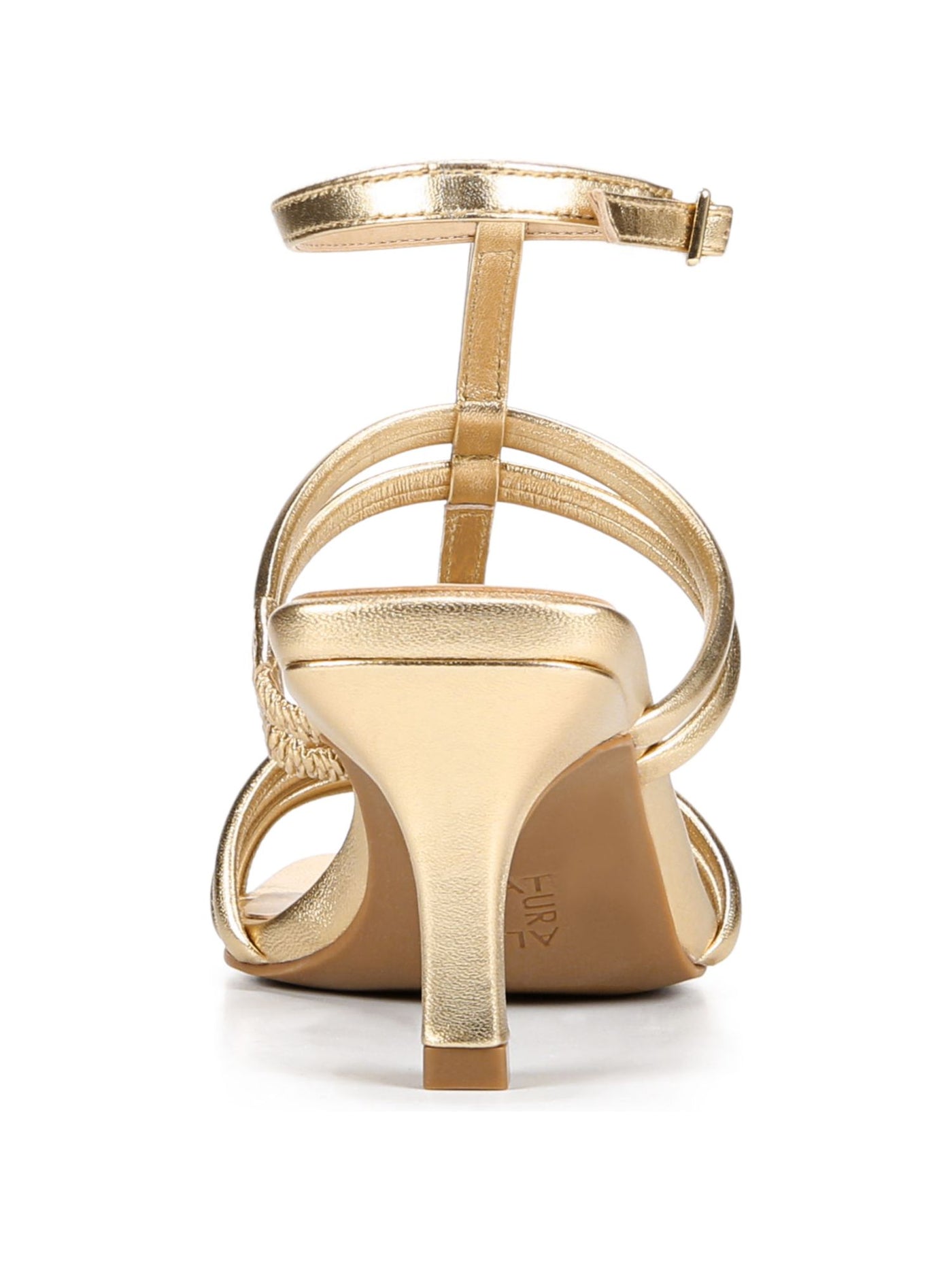 NATURALIZER Womens Gold Non-Slip Comfort Starla Square Toe Stiletto Buckle Leather Dress Heeled Sandal 9.5 M