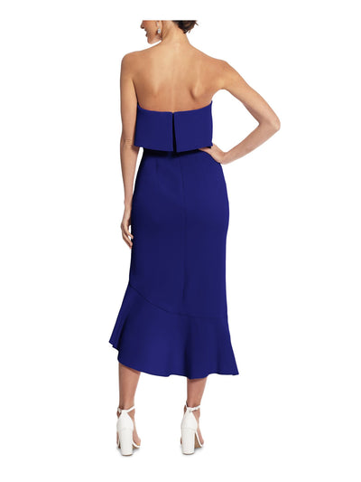 XSCAPE Womens Blue Sleeveless Strapless Above The Knee Cocktail Hi-Lo Dress 8